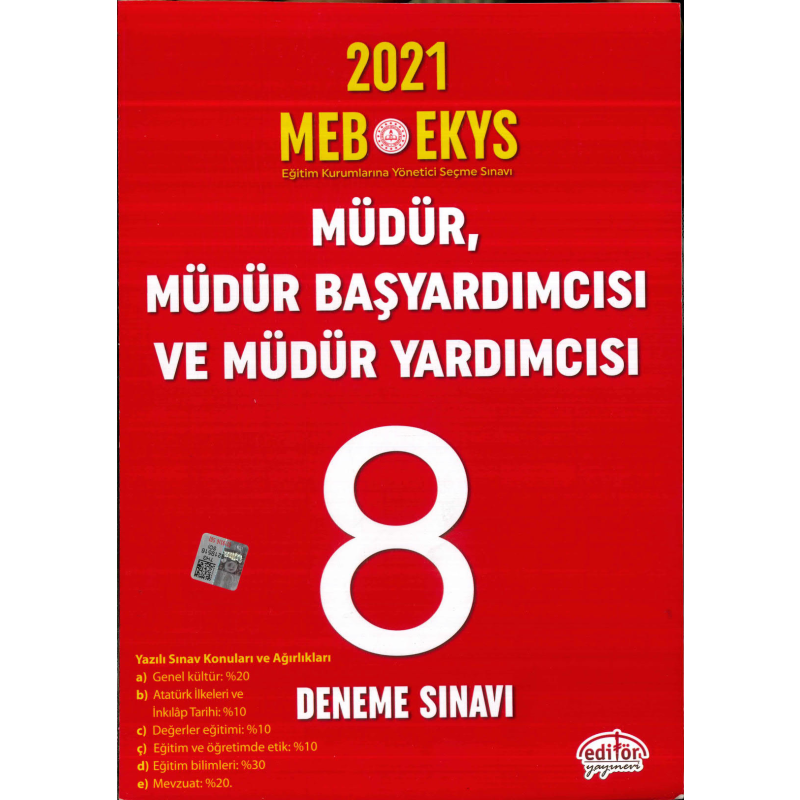 2021 MÜDÜR, MÜDÜR BAŞYARDIMCISI VE MÜDÜR YARDIMCISI SORU BANKASI 8 DENEME SINAVI