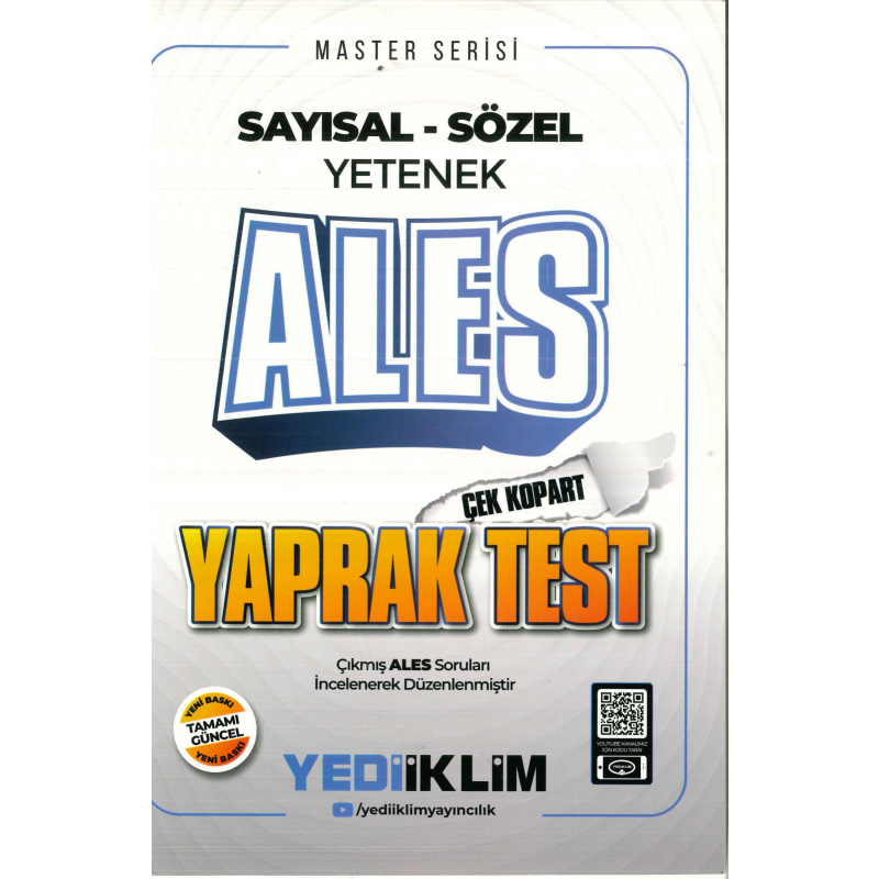 2025 Master Serisi ALES Sayısal-Sözel Yetenek Çek Kopart Yaprak Test Yediiklim Yayınları