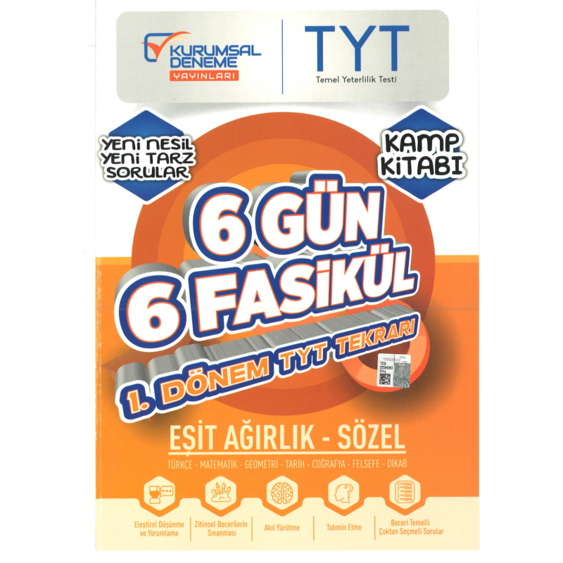 TYT Eşit Ağırlık Sözel 6 Gün 6 Fasikül Yarıyıl Genel Tekrar Kamp Kitabı