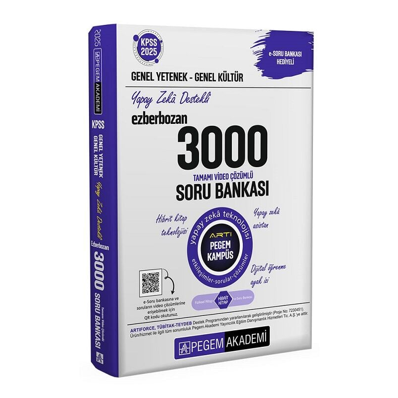 2025 KPSS Genel Yetenek Genel Kültür Ezberbozan 3000 Tamamı Çözümlü Soru Bankası Pegem Akademi