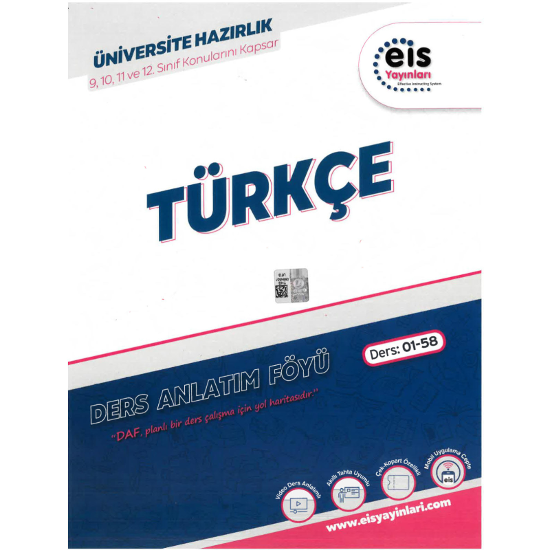 TYT AYT Türkçe Ders Anlatım Föyü Eis Yayınları (Ders: 01-58) 9-10-11-12. Sınıf Konularını Kapsar