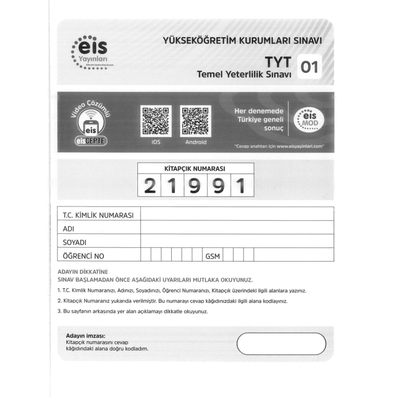 TYT 5'Lİ DENEME SINAVI