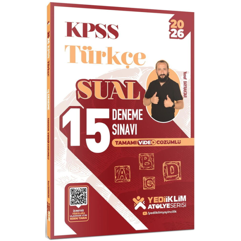 2026 KPSS Atölye Serisi Türkçe Sual Tamamı Video Çözümlü 15 Deneme Sınavı Yediiklim Yayınları