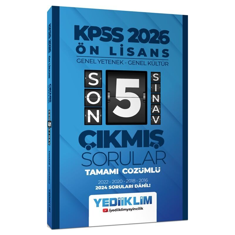 2026 KPSS Ön Lisans Genel Yetenek Genel Kültür Tamamı Çözümlü Son 5 Sınav Çıkmış Sorular Yediiklim Yayınları
