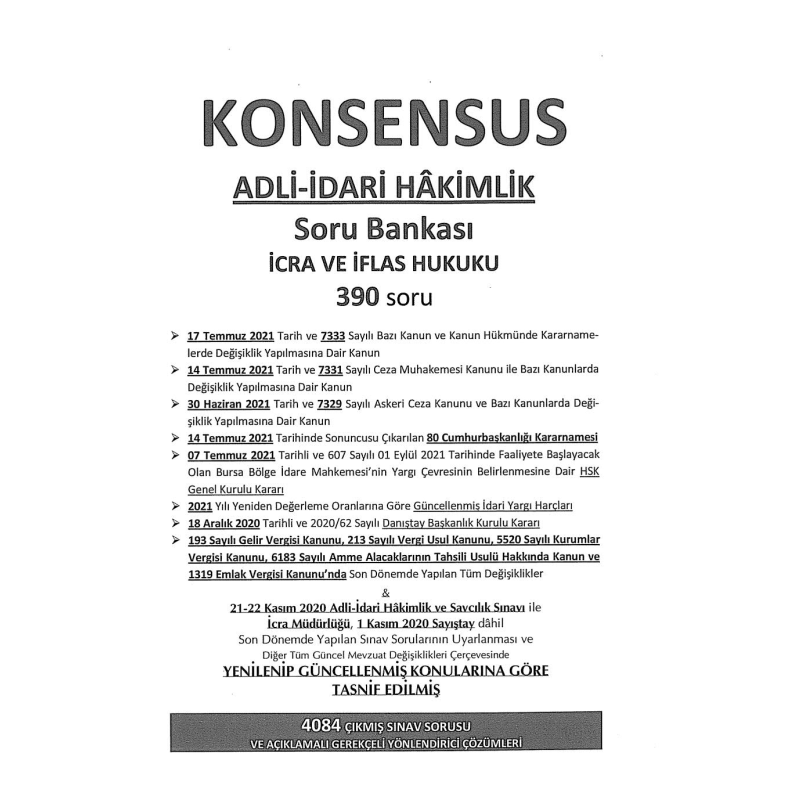 KONSENSUS ADLİ İDARİ HAKİMLİK SORU BANKASI İCRA VE İFLAS HUKUKU