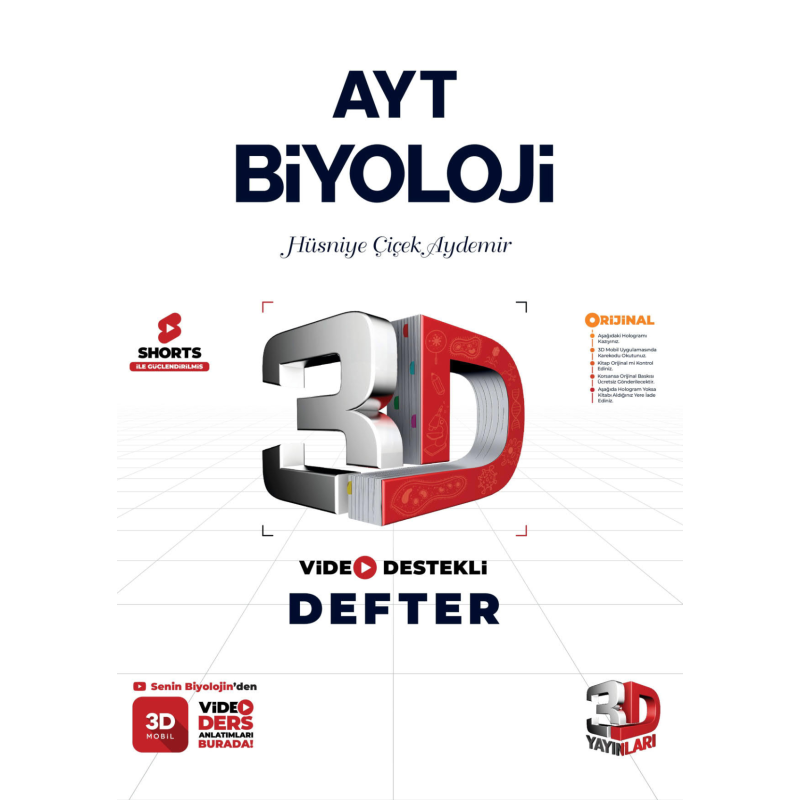 3D Yayınları AYT Biyoloji Video Destekli Defter