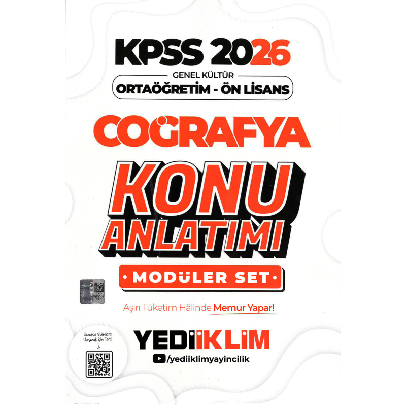 2026 KPSS Lise Ortaöğretim Ön Lisans Konu Anlatımlı Modüler COĞRAFYA Yediiklim Yayınları