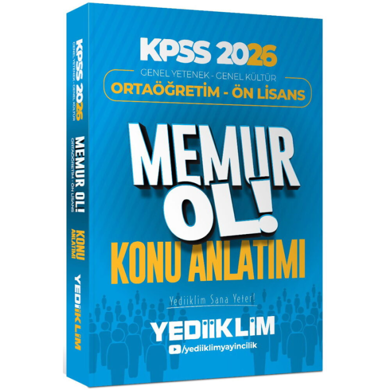 2026 KPSS Lise Ortaöğretim Ön Lisans MEMUR OL Konu Anlatımlı Tek Kitap Yediiklim Yayınları