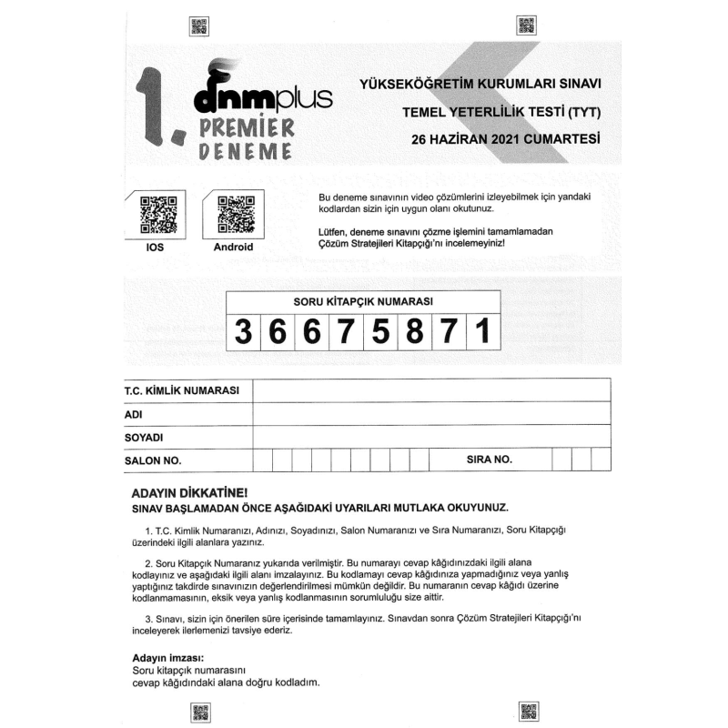 TYT Premier 5 Deneme Seti