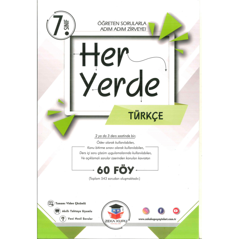 7. Sınıf Her Yerde Türkçe Soru Bankası Zeka Küpü Yayınları