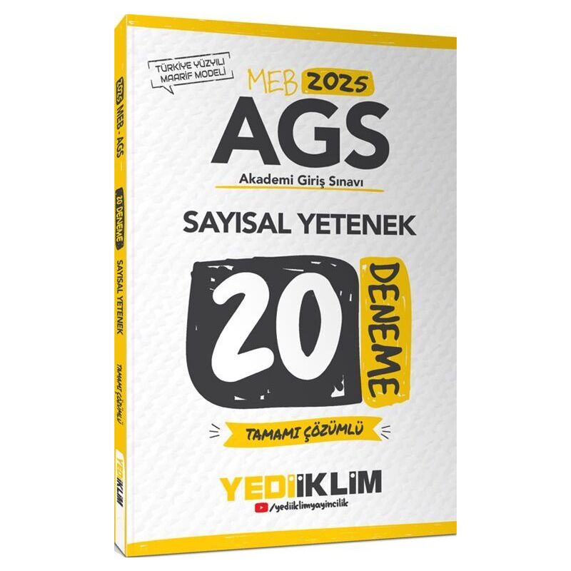 2025 MEB AGS Sayısal Yetenek Tamamı Çözümlü 20 Deneme Yediiklim Yayınları