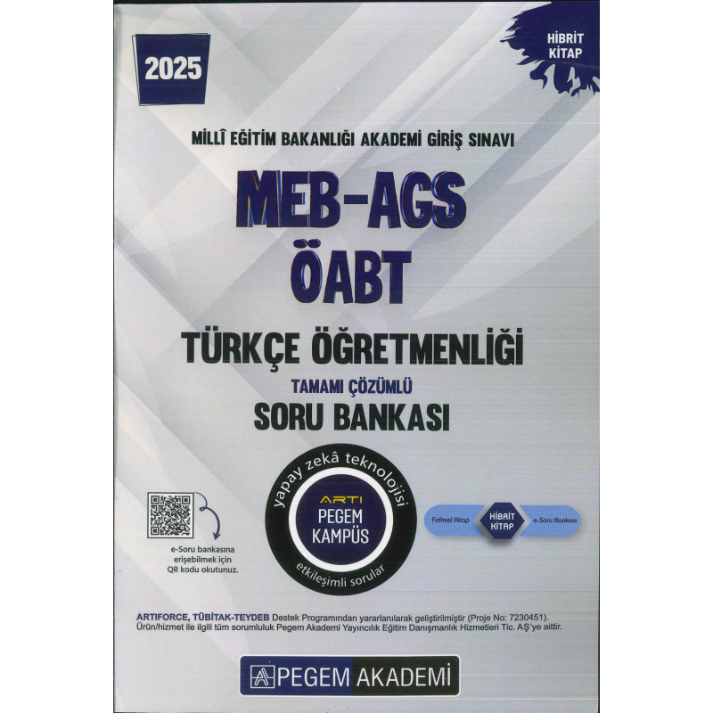 2025 MEB-AGS-ÖABT Türkçe Öğretmenliği Tamamı Çözümlü Soru Bankası Pegem Akademi Yayıncılık