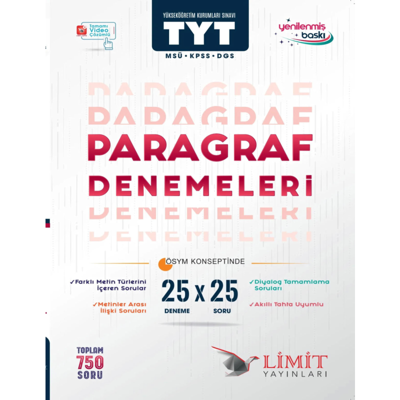 TYT Paragraf 25 X 25 Denemeleri Limit Yayınları