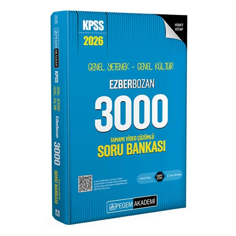 2026 KPSS Genel Yetenek Genel Kültür Ezberbozan 3000 Tamamı Video Çözümlü Soru Bankası Pegem Akademi Yayıncılık