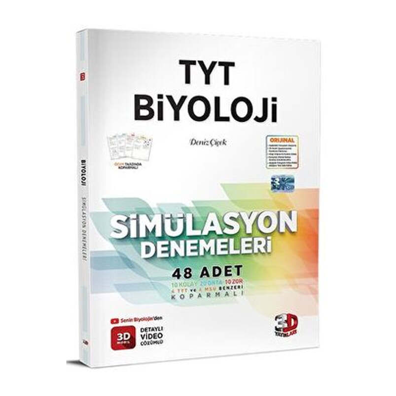 2025 TYT Biyoloji Simülasyon Denemeleri Detaylı Video Çözümlü 3D Yayınları