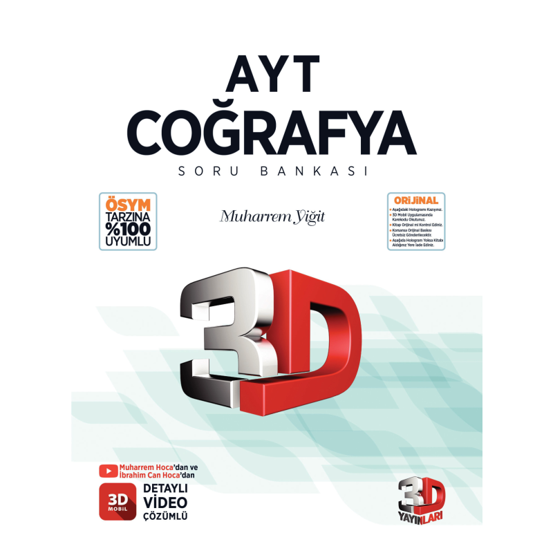 AYT 3D Coğrafya Tamamı Video Çözümlü Soru Bankası 3D Yayınları