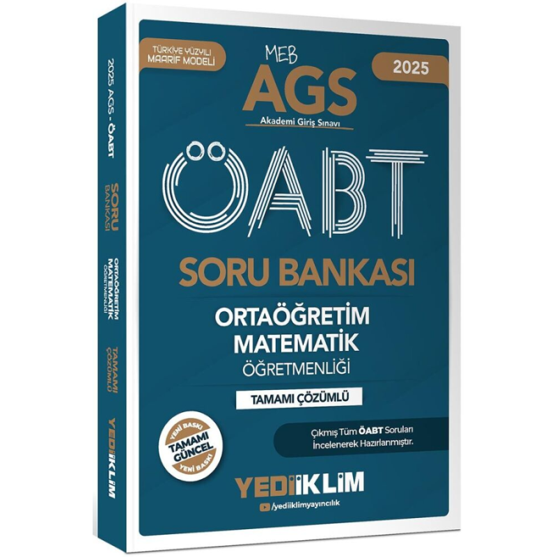 2025 MEB AGS ÖABT Ortaöğretim Matematik Öğretmenliği Tamamı Çözümlü Soru Bankası Yediiklim Yayınları