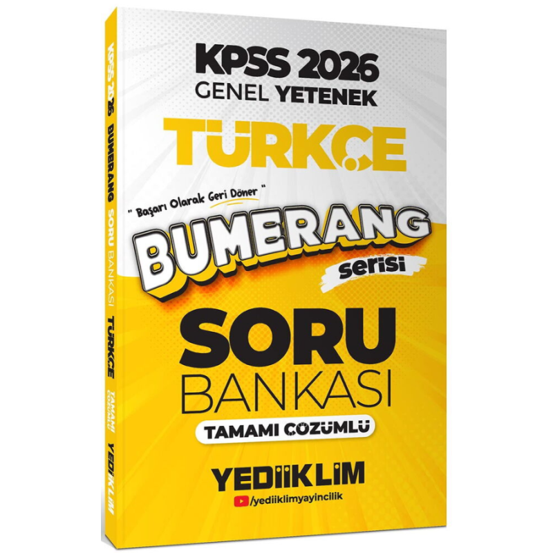 2026 KPSS Türkçe Bumerang Soru Bankası Çözümlü Yediiklim Yayınları
