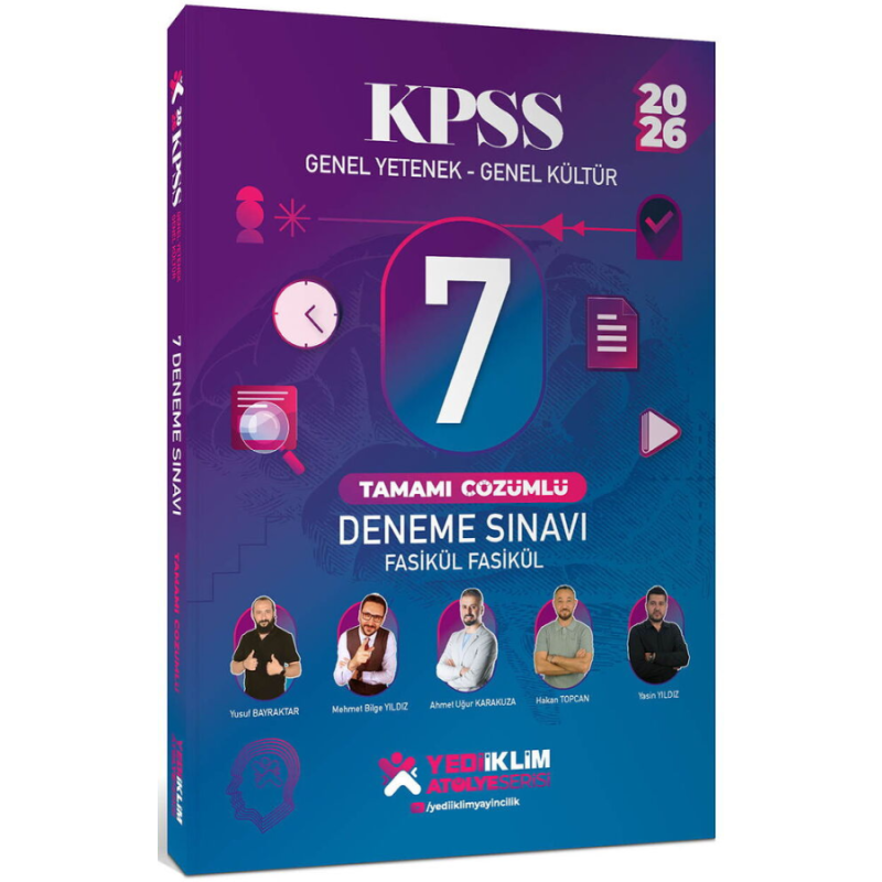 2026 KPSS Genel Yetenek-Genel Kültür Fasikül Fasikül 7 Deneme Sınavı Tamamı Çözümlü Yediiklim Yayınları
