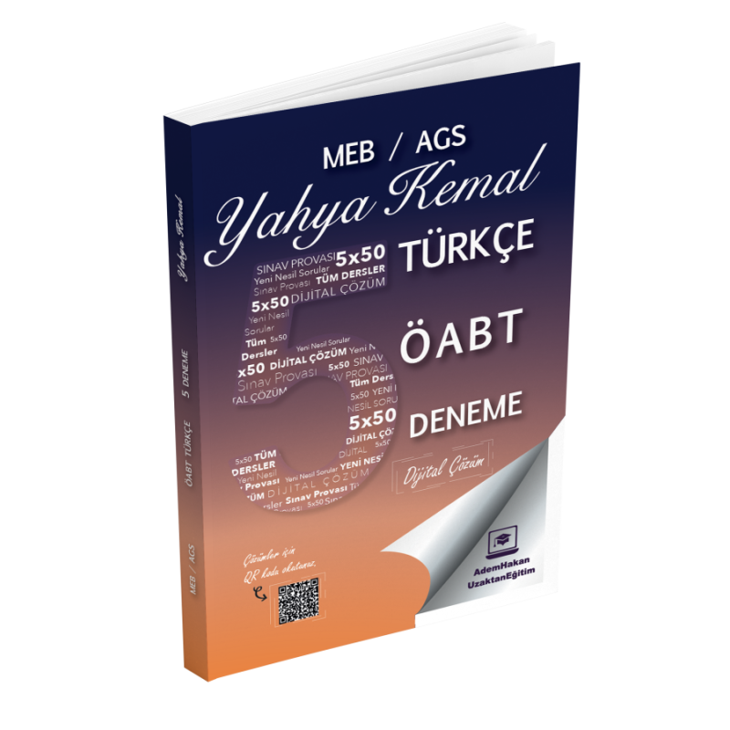 2025 MEB AGS ÖABT Yahya Kemal Türkçe Öğretmenliği Dijital Çözümlü 5 Deneme Adem Hakan Uzem