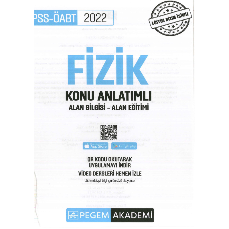 FİZİK KONU ANLATIMI ALAN BİLGİSİ-ALAN EĞİTİMİ