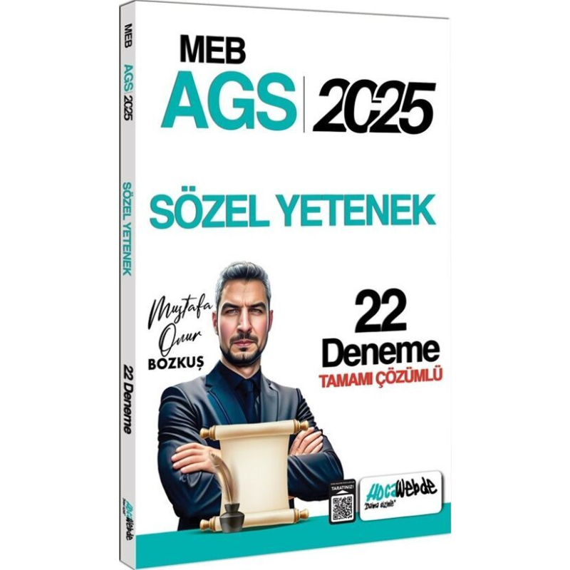 2025 MEB-AGS Sözel Yetenek 22 Deneme Çözümlü Mustafa Onur Bozkuş HocaWebde Yayınları