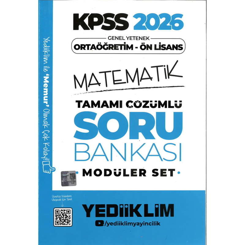 2026 KPSS Lise Ortaöğretim Ön Lisans Soru Bankası Çözümlü Modüler MATEMATİK Yediiklim Yayınları