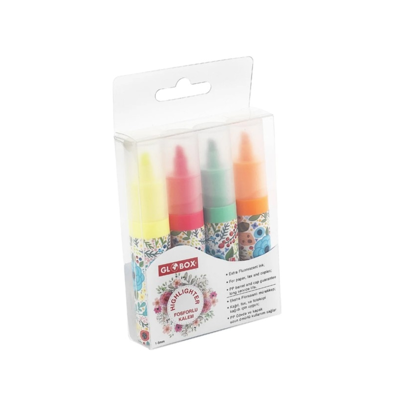 Globox Fosforlu Kalem Baskılı 4 Lü Set
