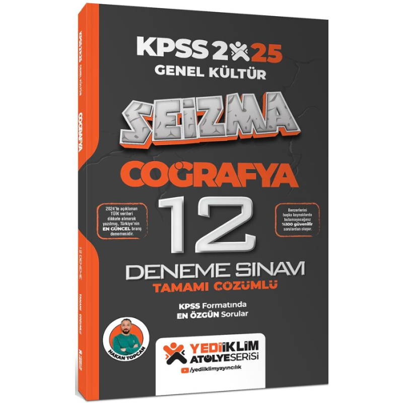 2025 KPSS Coğrafya Genel Kültür Atölye Serisi Seizma Tamamı Çözümlü 12 Deneme Sınavı Yediiklim Yayınları