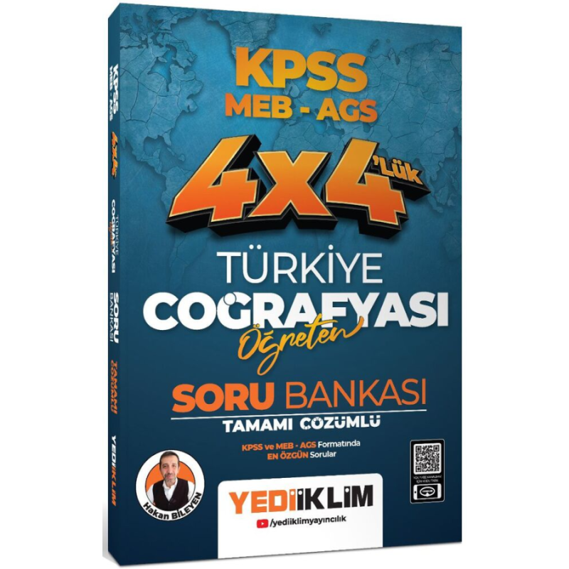 2025 KPSS MEB AGS 4x4 Öğreten Türkiye Coğrafyası Tamamı Çözümlü Soru Bankası Yediiklim Yayınları