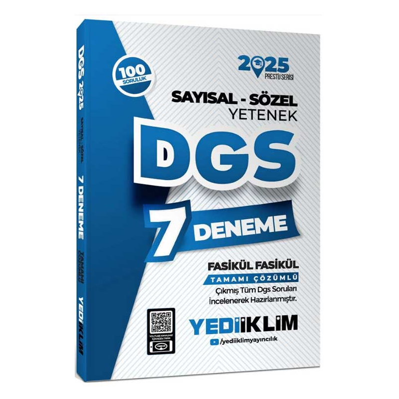 2025 DGS Sayısal-Sözel Yetenek 7 Fasikül Deneme Yediiklim Yayınları