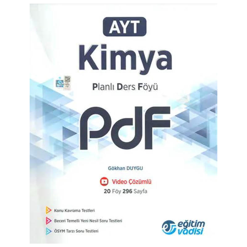 AYT Kimya Planlı Ders Föyü PDF Eğitim Vadisi Yayınları