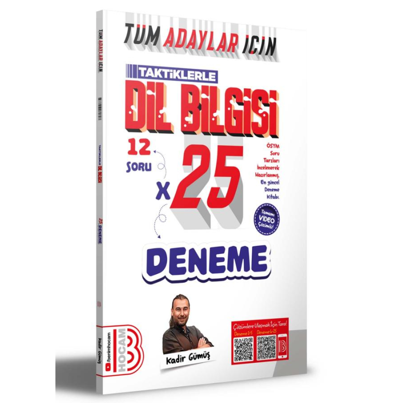 Tüm Adaylar İçin Dil Bilgisi Tamamı Çözümlü 25 Deneme Benim Hocam Yayınları