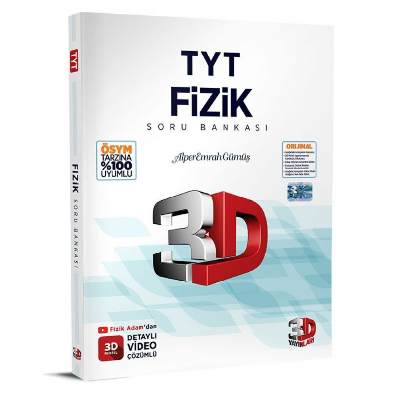 TYT 3D Fizik Tamamı Video Çözümlü Soru Bankası 3D Yayınları