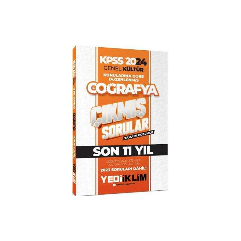 2024 KPSS Genel Kültür Lisans Coğrafya Konularına Göre Tamamı Çözümlü Çıkmış Sorular Yediiklim Yayınları (2013-2023)