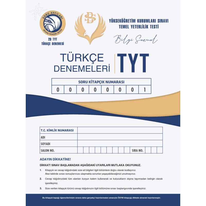 TYT Türkçe 20x40 Branş Denemeleri Bilgi Sarmal Yayınları
