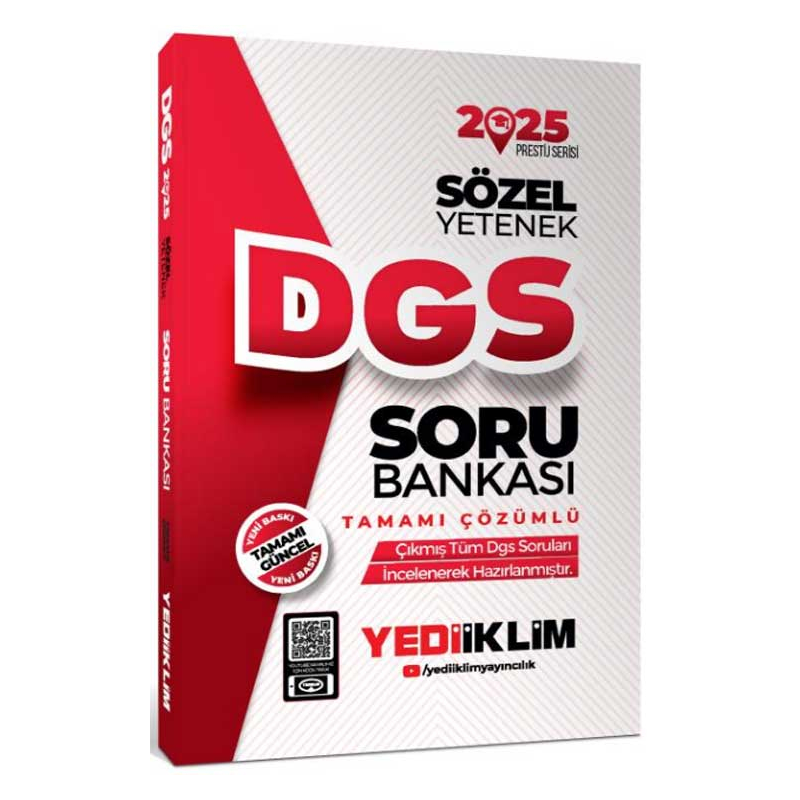 2025 DGS Sözel Yetenek Tamamı Çözümlü Soru Bankası Yediiklim Yayınları