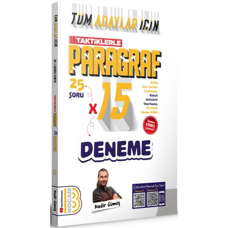 Tüm Adaylar İçin Taktiklerle Paragraf Tamamı Video Çözümlü 15 Deneme Benim Hocam Yayınları
