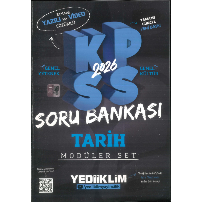 TARİH 2026 KPSS Genel Yetenek Genel Kültür Hem Yazılı Hem Video Çözümlü Soru Bankası Modüler Yediiklim Yayınları
