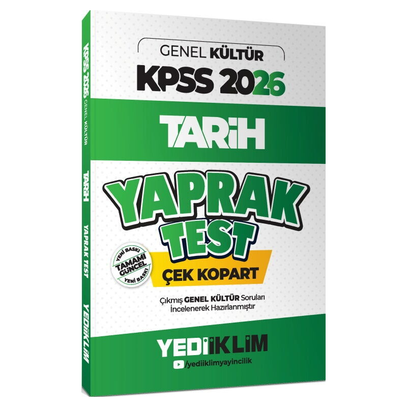 2026 KPSS Genel Kültür Tarih Çek Kopart Yaprak Test Yediiklim Yayınları