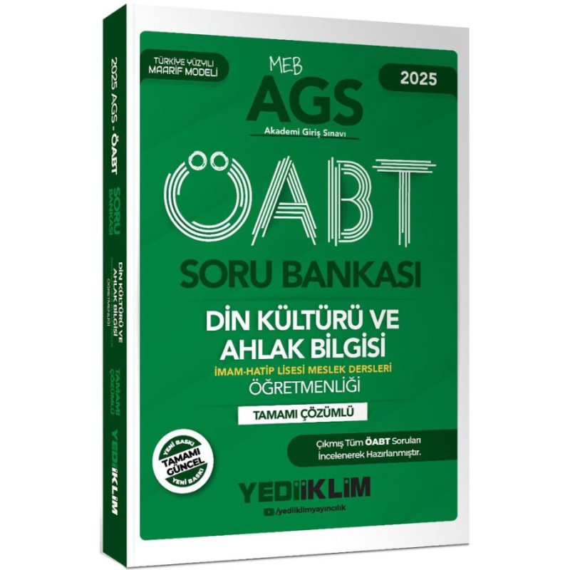 2025 MEB AGS ÖABT Din Kültürü ve Ahlak Bilgisi Öğretmenliği Tamamı Çözümlü Soru Bankası Yediiklim Yayınları