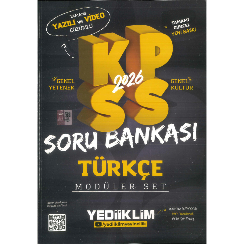 TÜRKÇE 2026 KPSS Genel Yetenek Genel Kültür Hem Yazılı Hem Video Çözümlü Soru Bankası Modüler Yediiklim Yayınları