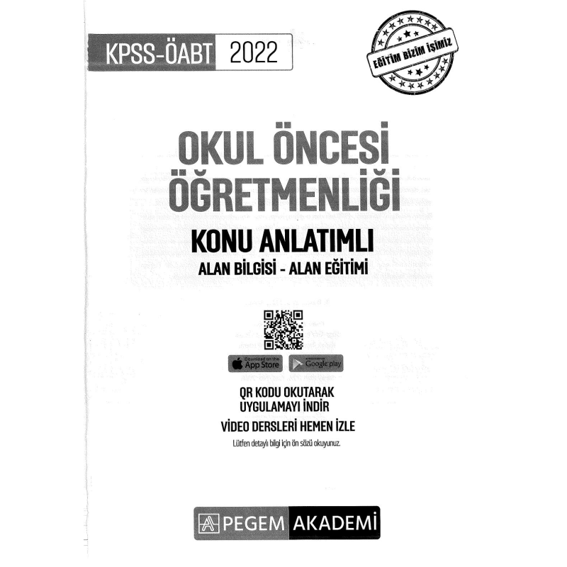 OKUL ÖNCESİ ÖĞRETMENLİĞİ KONU ANLATIMLI ALAN BİLGİSİ- ALAN EĞİTİMİ