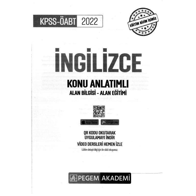 İNGİLİZCE KONU ANLATIMLI ALAN BİLGİSİ-ALAN EĞİTİMİ