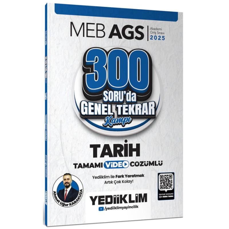 2025 MEB AGS Tarih 300 Soruda Tamamı Video Çözümlü Genel Tekrar Kampı Yediiklim Yayınları