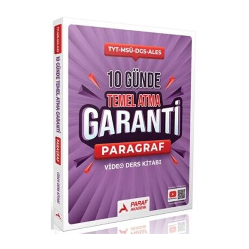 Paragraf Z Takımı 10 Günde Temel Atma Garanti Video Ders Kitabı Paraf Yayınları