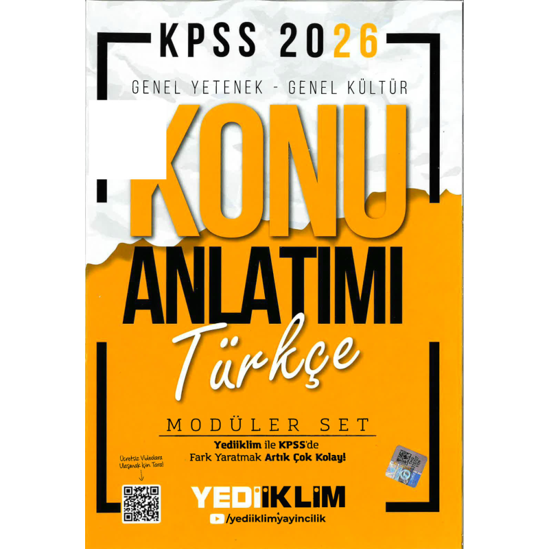 TÜRKÇE Yediiklim 2026 KPSS Genel Yetenek Genel Kültür Konu Anlatımı Modüler Yediiklim Yayınları
