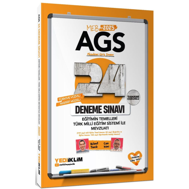 2025 MEB-AGS Eğitimin Temelleri, Türk Milli Eğitim Sistemi, Mevzuat 24 Deneme Çözümlü Yediiklim Yayınları