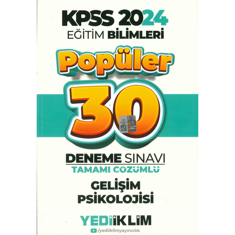GELİŞİM PSİKOLOJİSİ POPÜLER 30 DENEME TAMAMI ÇÖZÜMLÜ