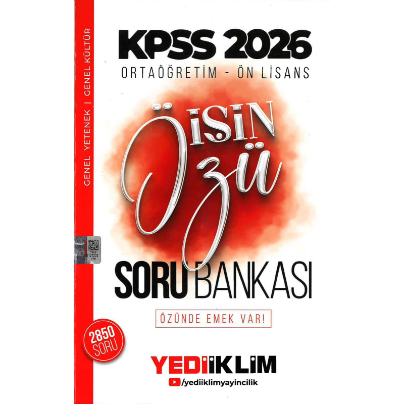 2026 Kpss Ortaöğretim-Önlisans İşin Özü Tek Kitap Soru Bankası Yediiklim Yayınları